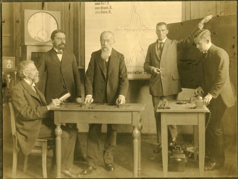 Wilhelm Wundt im Kreis seiner Mitarbeiter II, Foto, ca. 1908
