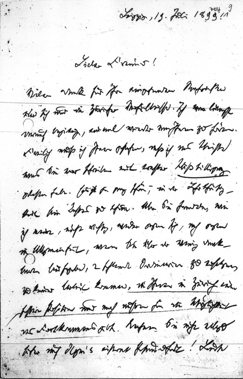 Brief an E. Meumann, 1899, Seite 1